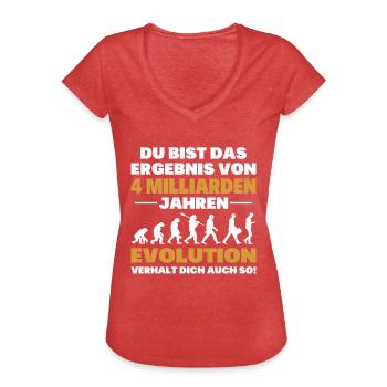 Du bist das Result der Evolution - Frauen Vintage T-Shirt - Rot meliert - Vorne - Danielle (179cm)