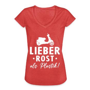 Lieber Rost als Plastic - Frauen Vintage T-Shirt - Rot meliert - Vorne - Danielle (179cm)