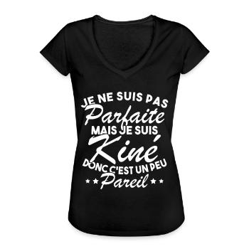 Kinésithérapeute Humour Kinésithérapie Kiné - T-shirt vintage Femme - noir - Devant