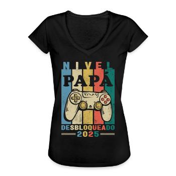 Papa 2025 Stage Grappige toekomstige papa - Vrouwen Vintage T-shirt - zwart - Voor