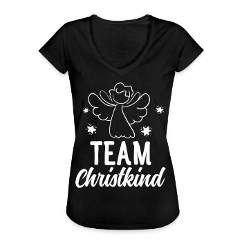 Team Christkind - Frauen Vintage T-Shirt - Schwarz - Vorne - Danielle (179cm)