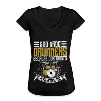 Drums - Women's Vintage T-Shirt - black - Front - Danielle (179cm)