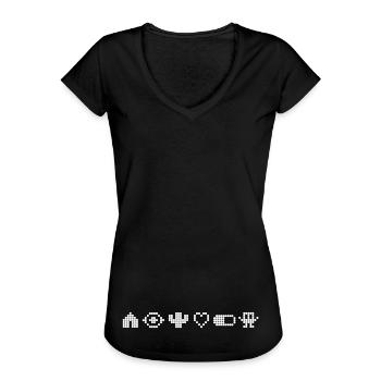 Retro Pixel-Art - Frauen Vintage T-Shirt - Schwarz - Vorne