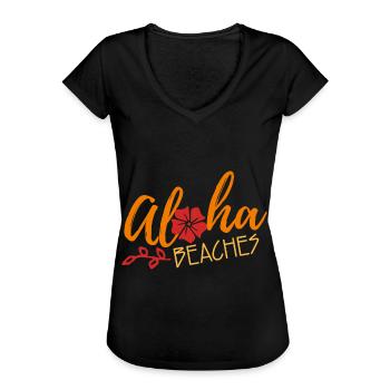 Aloha - Frauen Vintage T-Shirt - Schwarz - Vorne - Danielle (179cm)