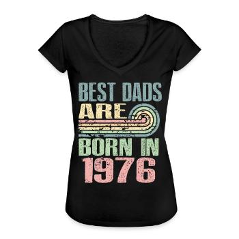 Les meilleurs pères sont nés en 1976, à l’âge de 47 ans, - T-shirt vintage Femme - noir - Devant - Danielle (179cm)
