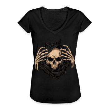 Grim Reaper Revealed - Women's Vintage T-Shirt - black - Front - Danielle (179cm)