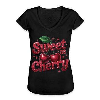 Doux comme la cerise - T-shirt vintage Femme - noir - Devant - Danielle (179cm)