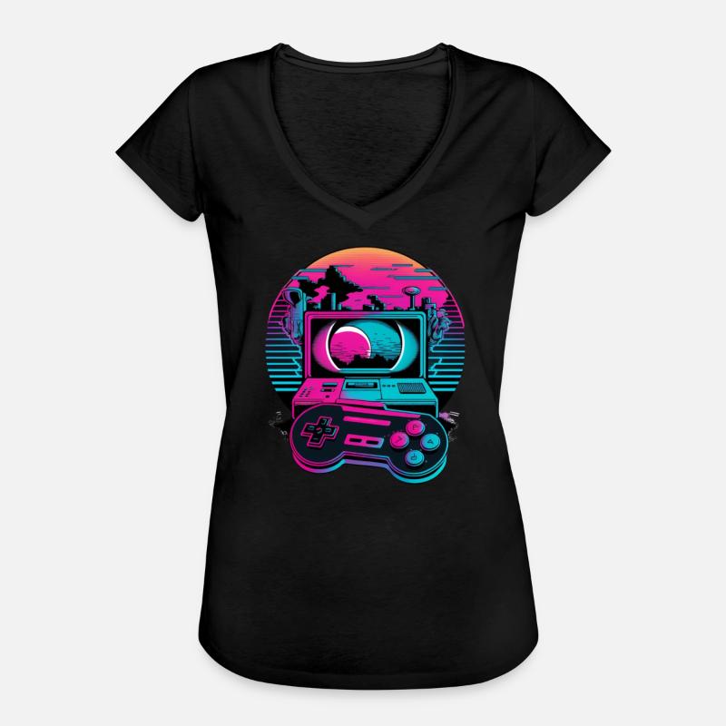 Console Controller Gaming - Women's Vintage T-Shirt - black