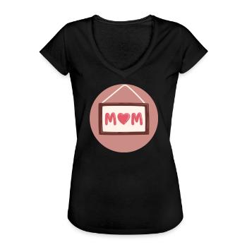 Mama, Mutti, Mom oder Muttertag - Frauen Vintage T-Shirt - Schwarz - Vorne - Danielle (179cm)