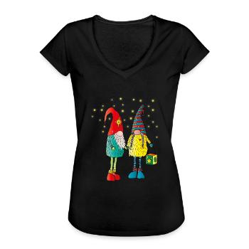 Weihnachtswichteln - Frauen Vintage T-Shirt - Schwarz - Vorne - Danielle (179cm)