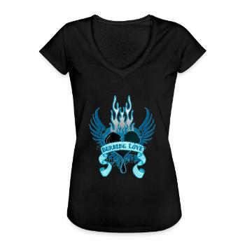 Burning Love (Heart & Banner) 06 - Frauen Vintage T-Shirt - Schwarz - Vorne - Danielle (179cm)
