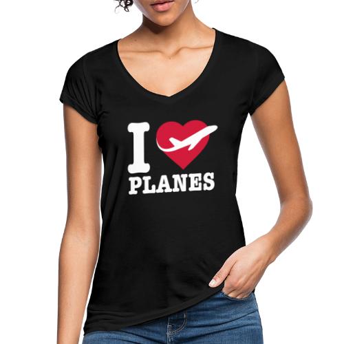 Adoro gli aerei - bianchi - Maglietta vintage donna