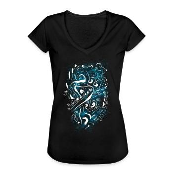 Mystik Maori Tribal - Frauen Vintage T-Shirt - Schwarz - Vorne - Danielle (179cm)