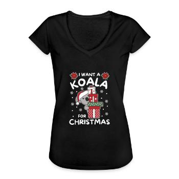 Ich will ein Koala zu Weihnachten süße Koalas - Frauen Vintage T-Shirt - Schwarz - Vorne