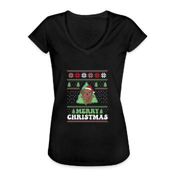 Merry Christmas retro ugly christmas Labrador - Frauen Vintage T-Shirt - Schwarz - Vorne - Danielle (179cm)