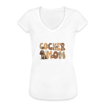 Cocker anglais Épagneul Groovy Cocker Maman - T-shirt vintage Femme - noir - Devant - Danielle (179cm)