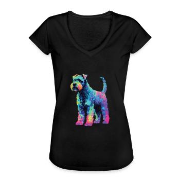 Wasserfarben Farbenfroher Kerry Blue Terrier - Frauen Vintage T-Shirt - Schwarz - Vorne - Danielle (179cm)