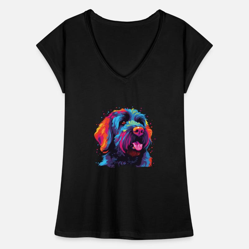 Farbenfroher Russischer Schwarzer terrier Frauen Vintage T-Shirt