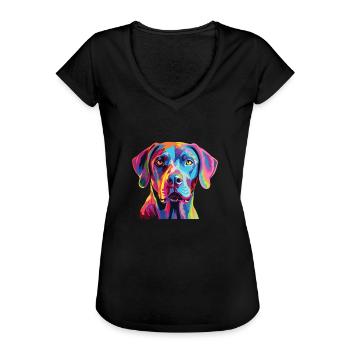 Watercolor Colorful Blue Lacy - Women's Vintage T-Shirt - black - Front - Danielle (179cm)