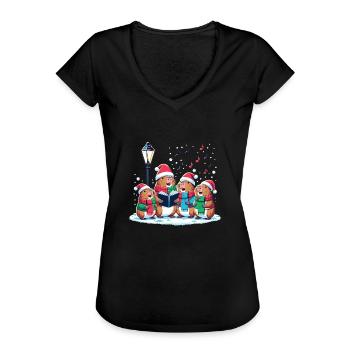 Festliches Winter Capybara Weihnachts - Frauen Vintage T-Shirt - Schwarz - Vorne