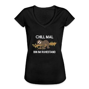 Fauler Faulenzer Relax Faultier Spruch Rente - Frauen Vintage T-Shirt - Schwarz - Vorne