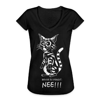 Bevor Du fragst... - Frauen Vintage T-Shirt - Schwarz - Vorne - Danielle (179cm)