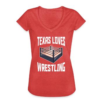 Conception de lutte au Texas pour les fiers fans du Texas - T-shirt vintage Femme - rouge chiné - Devant - Danielle (179cm)