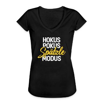 Hokus Pokus (weiß) - Frauen Vintage T-Shirt - Schwarz - Vorne - Danielle (179cm)