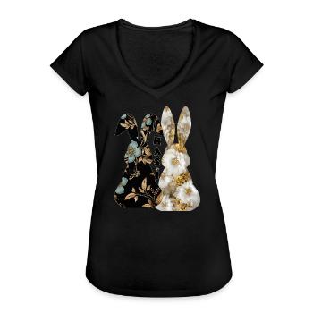 Hasi Schatzi - Ostern Hase Osterhasen Paare - Frauen Vintage T-Shirt - Schwarz - Vorne - Danielle (179cm)