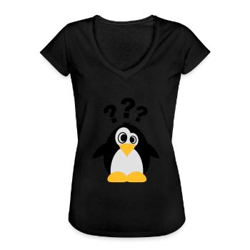 Dummer Pinguin - Frauen Vintage T-Shirt - Schwarz - Vorne - Danielle (179cm)