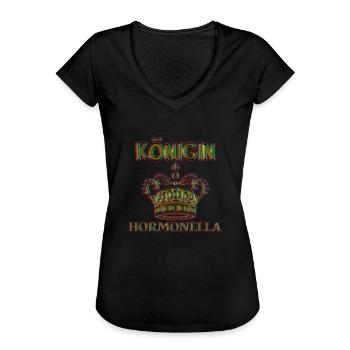 Königin Hormonella, KÖNIGIN, Hormone,Tage, Periode - Frauen Vintage T-Shirt - Schwarz - Vorne - Danielle (179cm)