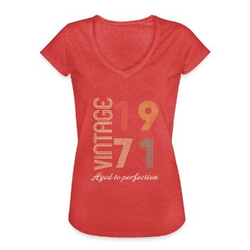 53 Years Birthday Gift - 1971 - Women's Vintage T-Shirt - heather red - Front - Danielle (179cm)