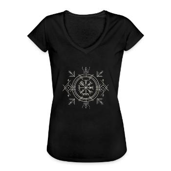 Viking Kompas Nordic Celtic Rune - Vrouwen Vintage T-shirt - zwart - Voor