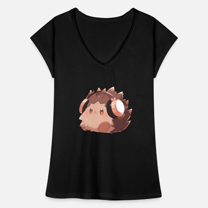Hérisson mignon avec des écouteurs T-shirt vintage Femme