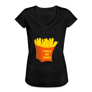 Fries no Cries - Frauen Vintage T-Shirt - Schwarz - Vorne - Danielle (179cm)