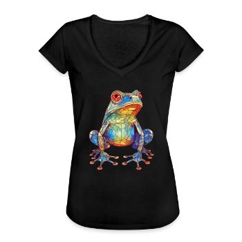 Frosch - Frauen Vintage T-Shirt - Schwarz - Vorne