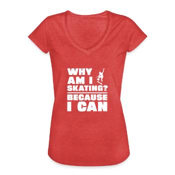 Patinage - T-shirt vintage Femme - rouge chiné - Devant - Danielle (179cm)