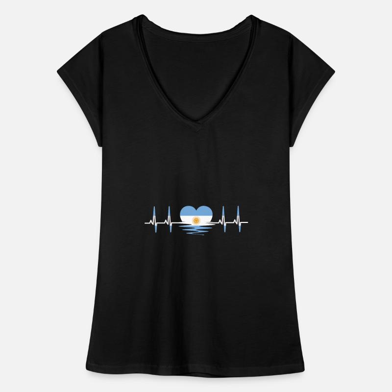Drapeau argentin pulsation cardiaque impulsion sinusoïdale ECG T-shirt vintage Femme