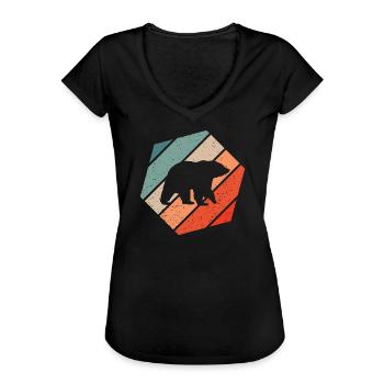 Ours Retro Style Vintage - T-shirt vintage Femme - noir - Devant - Danielle (179cm)