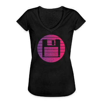 Floppy Retro Style Vintage - Women's Vintage T-Shirt - black - Front - Danielle (179cm)