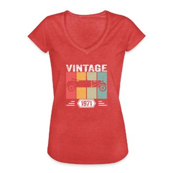 Classic Since 1971, Vintage Car Birthday Gift 1971 - Frauen Vintage T-Shirt - Rot meliert - Vorne - Danielle (179cm)