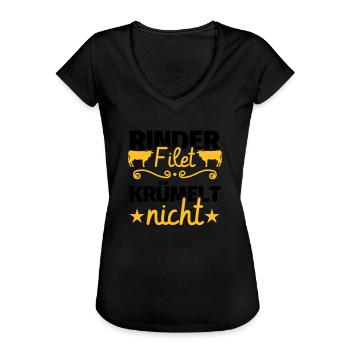 Rinderfilet krümelt nicht Fleisch Grillen Geschenk - Frauen Vintage T-Shirt - Schwarz - Vorne - Danielle (179cm)