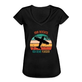 Mir Reichts Ich Geh Fliegen Flugzeug Pilot Fliegen - Frauen Vintage T-Shirt - Schwarz - Vorne - Danielle (179cm)