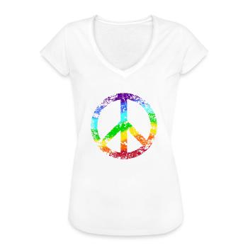 Peace signs rainbow peace pacifist reggae - Women's Vintage T-Shirt - black - Front - Danielle (179cm)