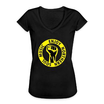 2 colors - Enjoy Northern Soul Music - nighter - T-shirt vintage Femme - noir - Devant - Danielle (179cm)
