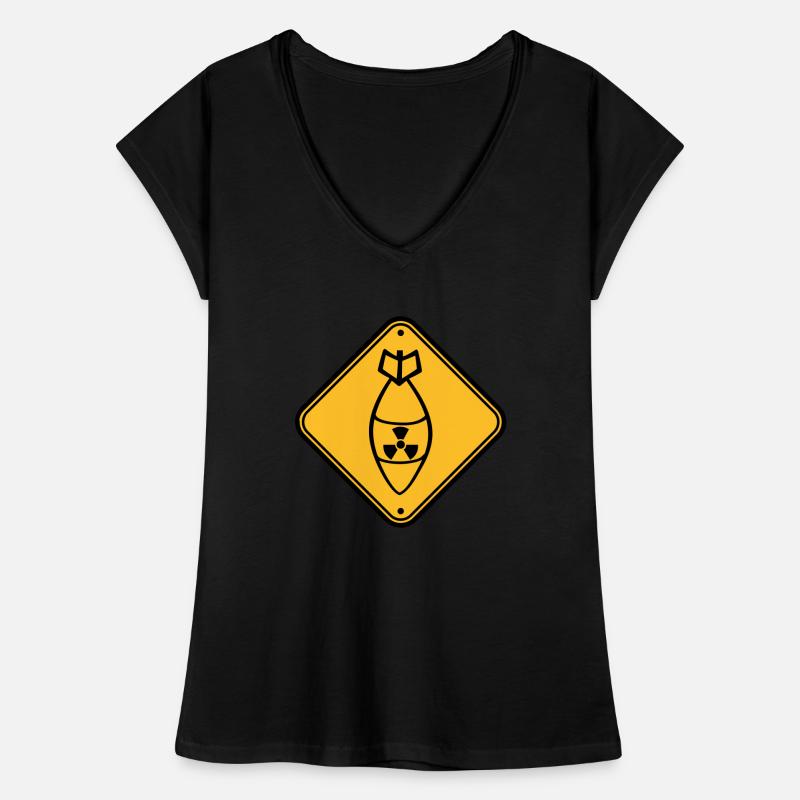 shield danger caution warning caution atomic bomb r Women's Vintage T-Shirt