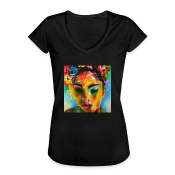 Ritratto colorato - Maglietta vintage donna - nero - Fronte - Danielle (179cm)