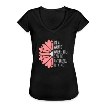 you can be kind - Frauen Vintage T-Shirt - Schwarz - Vorne - Danielle (179cm)