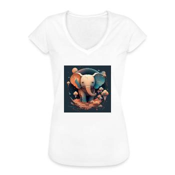 Fantaisie d’éléphant mignon - T-shirt vintage Femme - noir - Devant - Danielle (179cm)