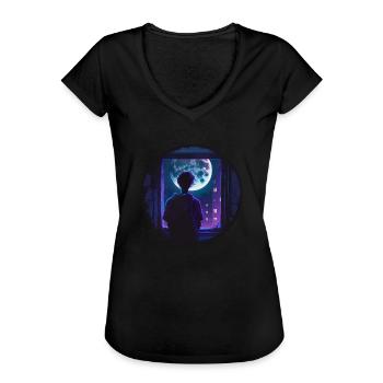 Garçon de lune - T-shirt vintage Femme - noir - Devant - Danielle (179cm)